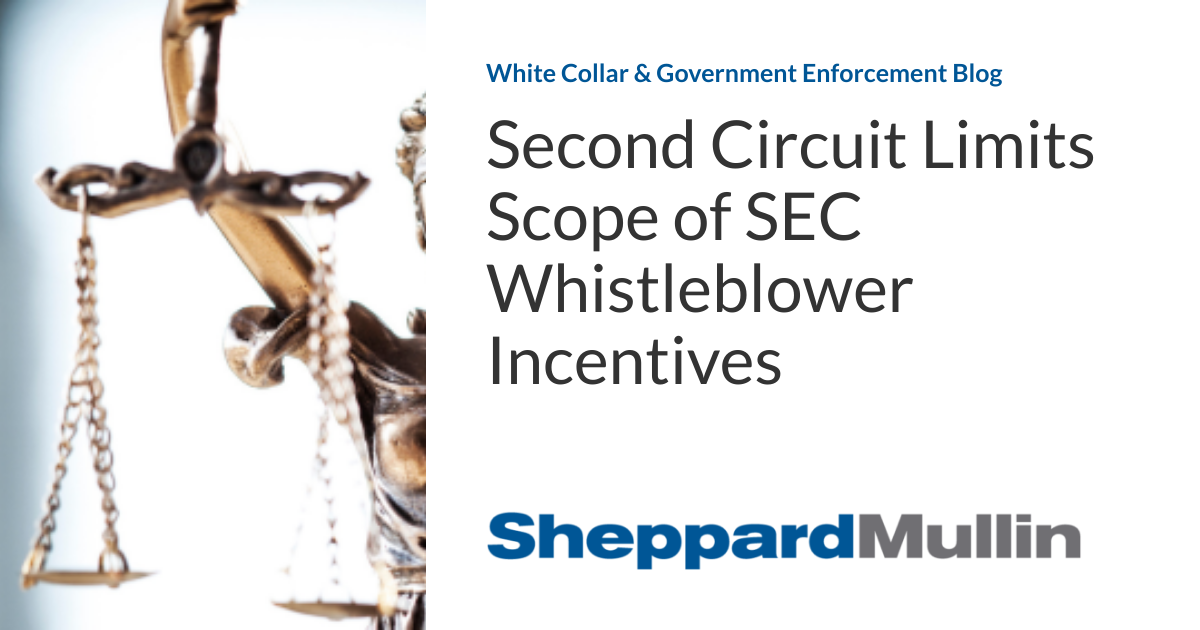 Second Circuit Limits Scope of SEC Whistleblower Incentives White
