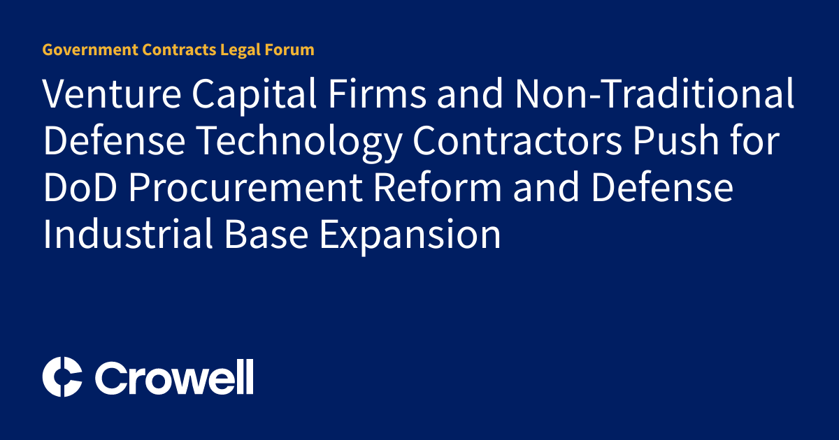 Venture Capital Firms and NonTraditional Defense Technology