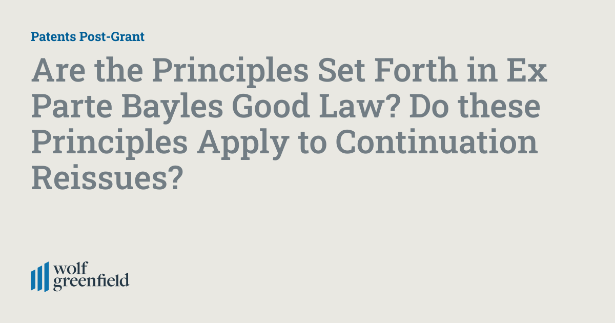Are the Principles Set Forth in Ex Parte Bayles Good Law? Do these ...