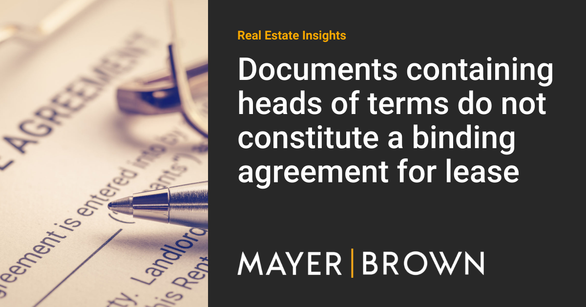 Documents containing heads of terms do not constitute a binding