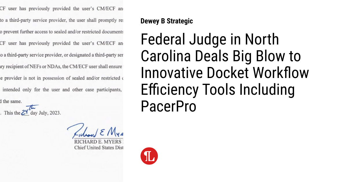 Federal Judge in North Carolina Deals Big Blow to Innovative Docket