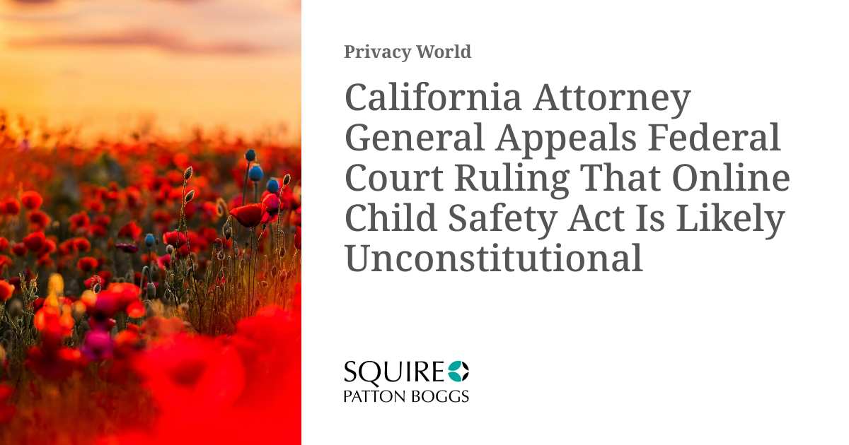 California Attorney General Appeals Federal Court Ruling That Online