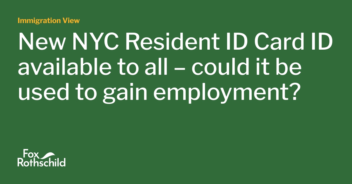 New NYC Resident ID Card ID available to all could it be used to gain