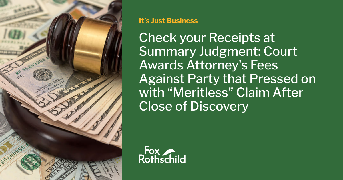 Check your Receipts at Summary Judgment Court Awards Attorney's Fees