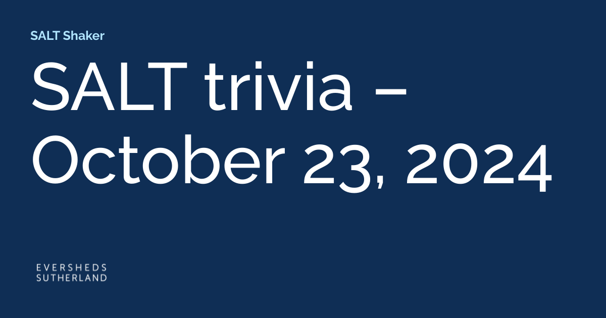 SALT trivia October 23, 2024 SALT Shaker