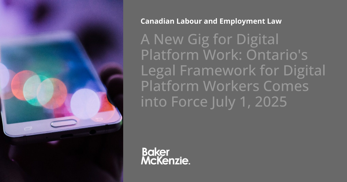 A New Gig for Digital Platform Work: Ontario's Legal Framework for ...