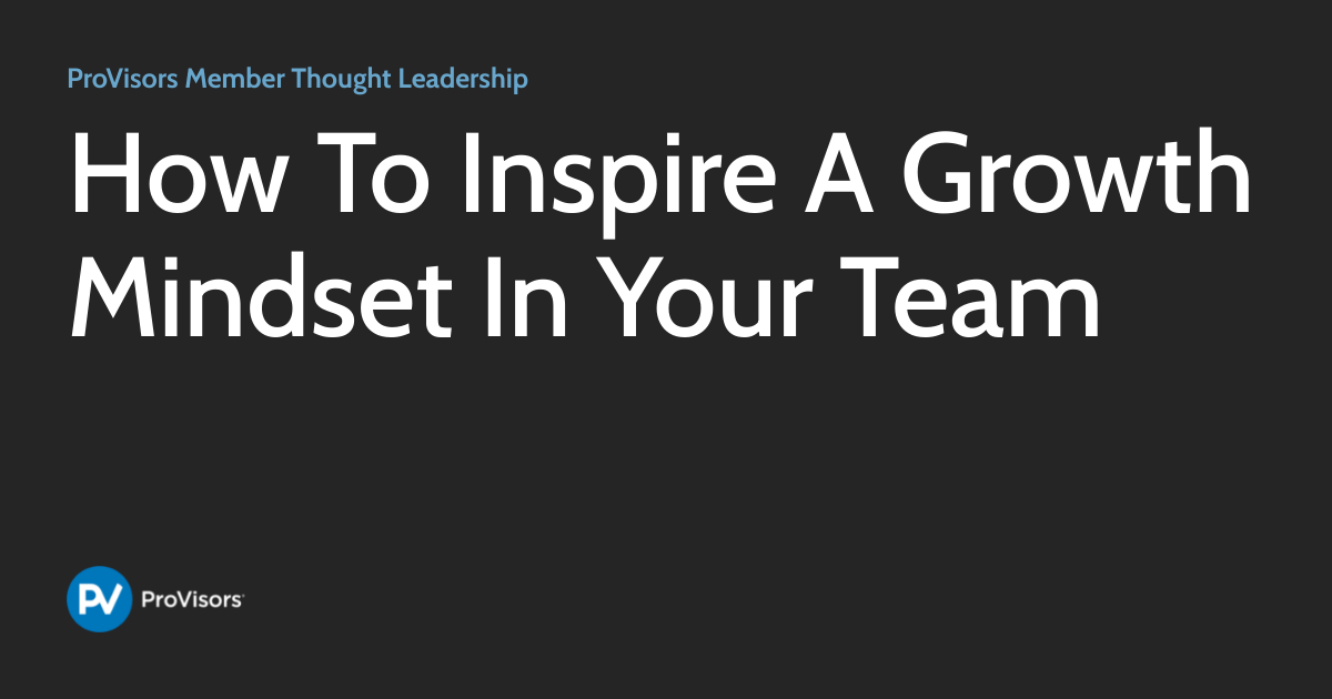 How To Inspire A Growth Mindset In Your Team | ProVisors Member Thought ...