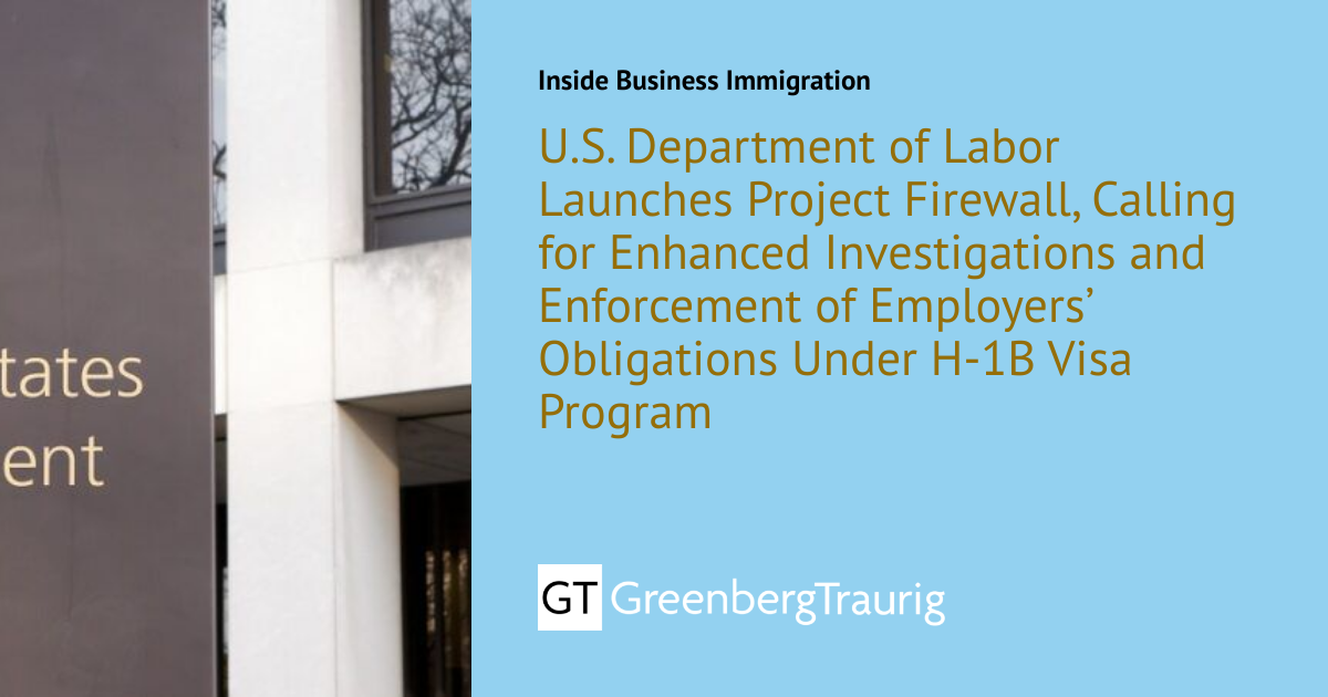 U.S. Department of Labor Launches Project Firewall, Calling for ...