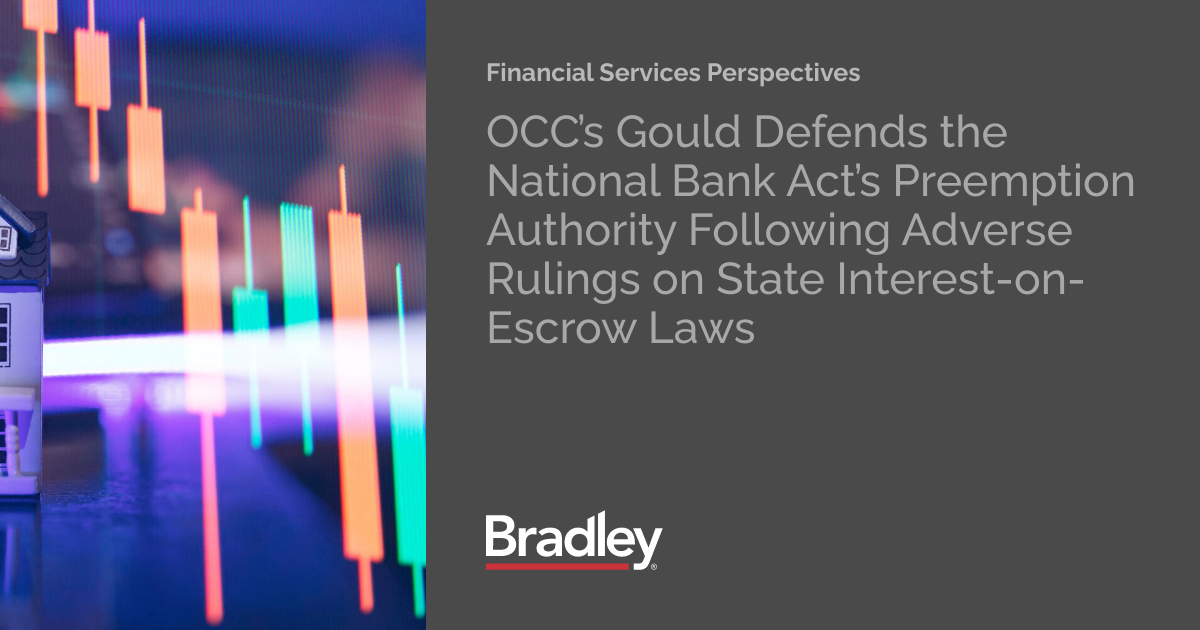 OCC’s Gould Defends the National Bank Act’s Preemption Authority ...