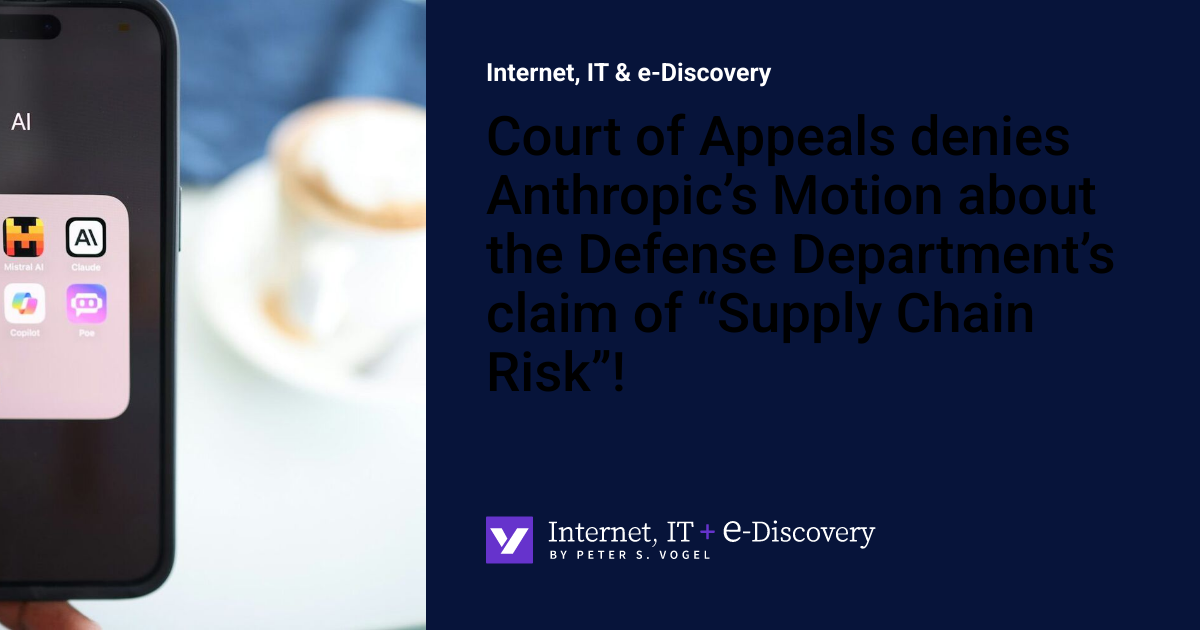 Court of Appeals denies Anthropic’s Motion about the Defense Department ...