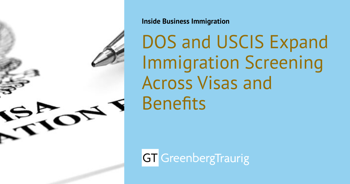 Immigration Services Program Support DOS and USCIS Expand Immigration Screening Across Visas and Benefits ...