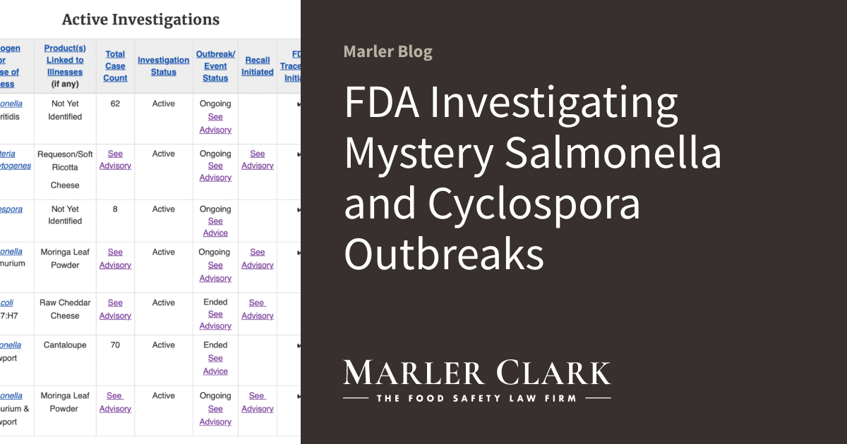FDA Investigating Mystery Salmonella and Cyclospora Outbreaks