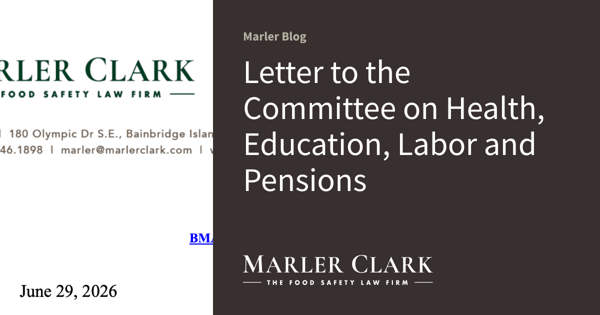 Letter to the Committee on Health, Education, Labor and Pensions