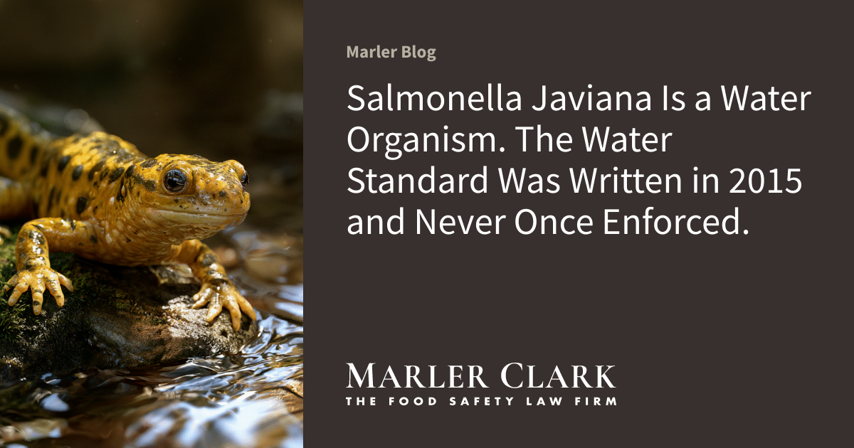 Salmonella Javiana Is a Water Organism. The Water Standard Was Written in 2015 and Never Once Enforced.