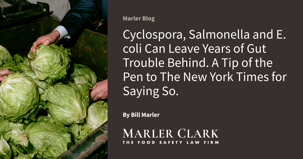 Cyclospora, Salmonella and E. coli Can Leave Years of Gut Trouble Behind. A Tip of the Pen to The New York Times for Saying So.