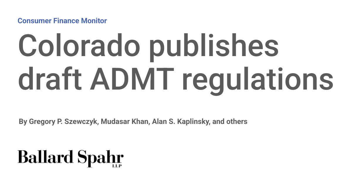 Colorado publishes draft ADMT regulations